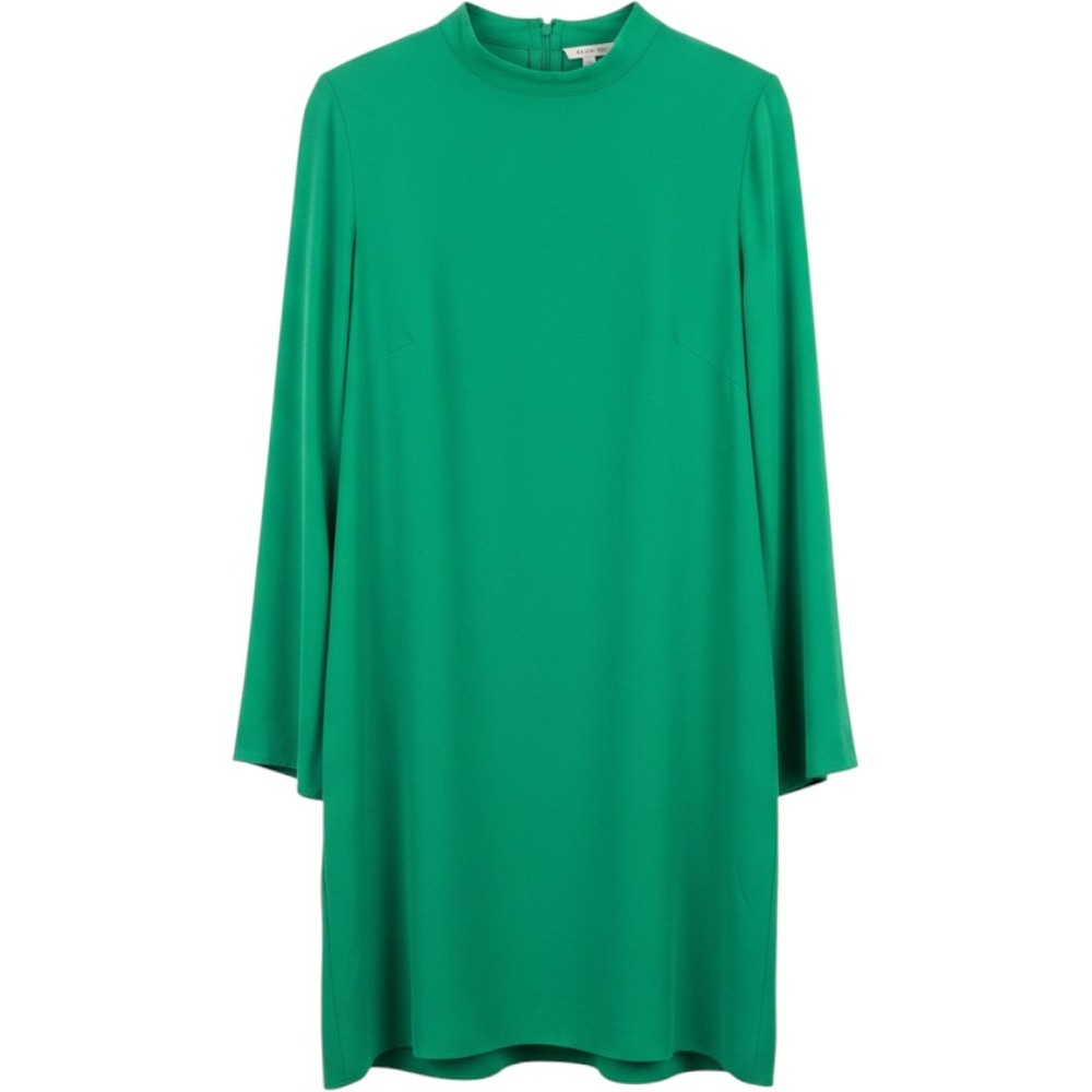 Balenciaga Paris Green Mock Neck Cape Sleeve Split Shift Dress Emerald Italy